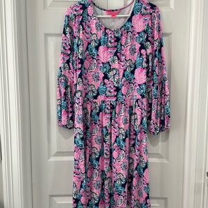 Lilly Pulitzer - Auralia Dress, size L, Oyster Bay Navy